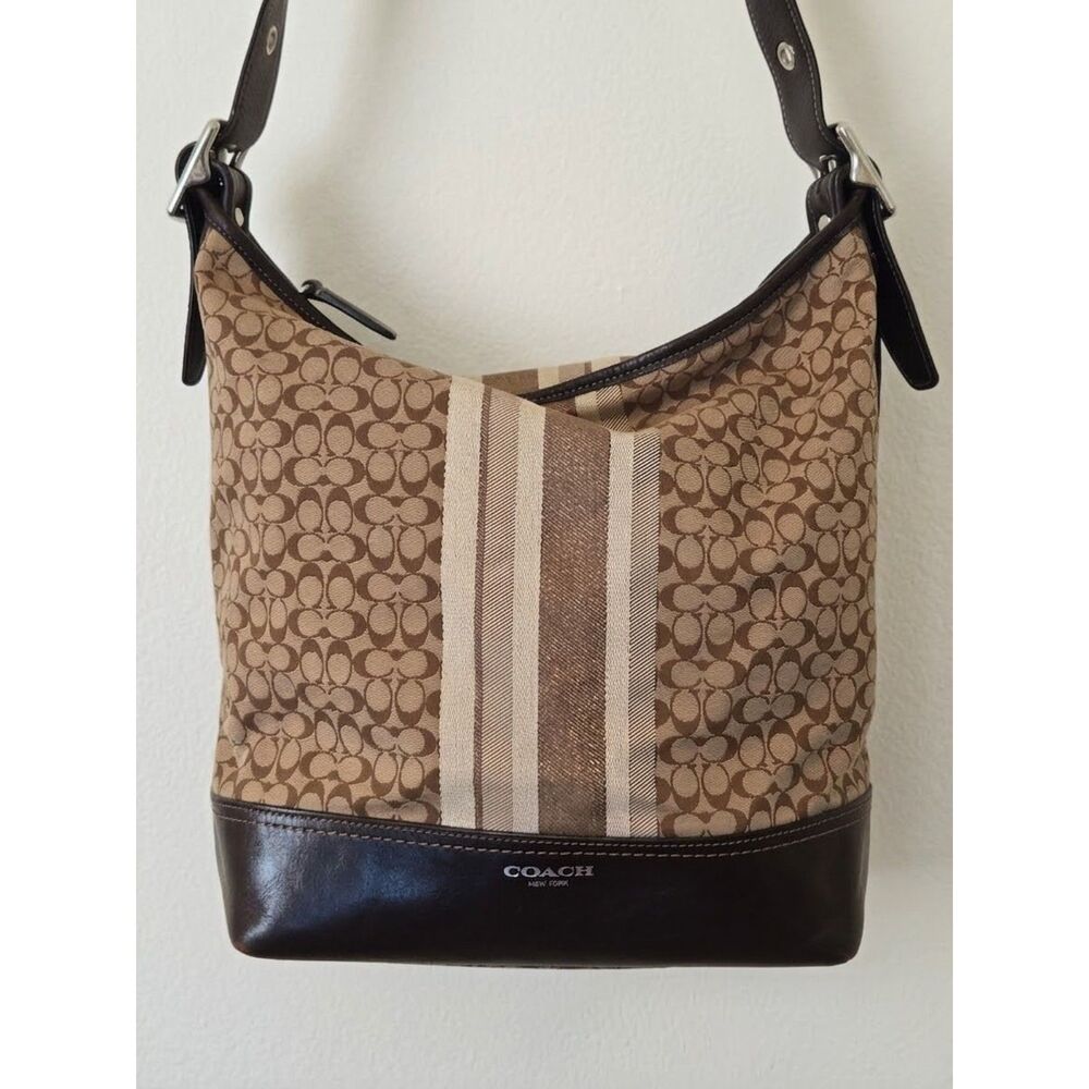 Coach Legacy 19918 Vintage Signature Jacquard Stripe Hobo Shoulder Bag
